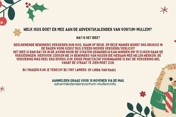 Welk huis doet er mee aan de adventskalender Vortum-Mullem!